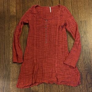 Free People Brick Red Long Sleeve tunic Top